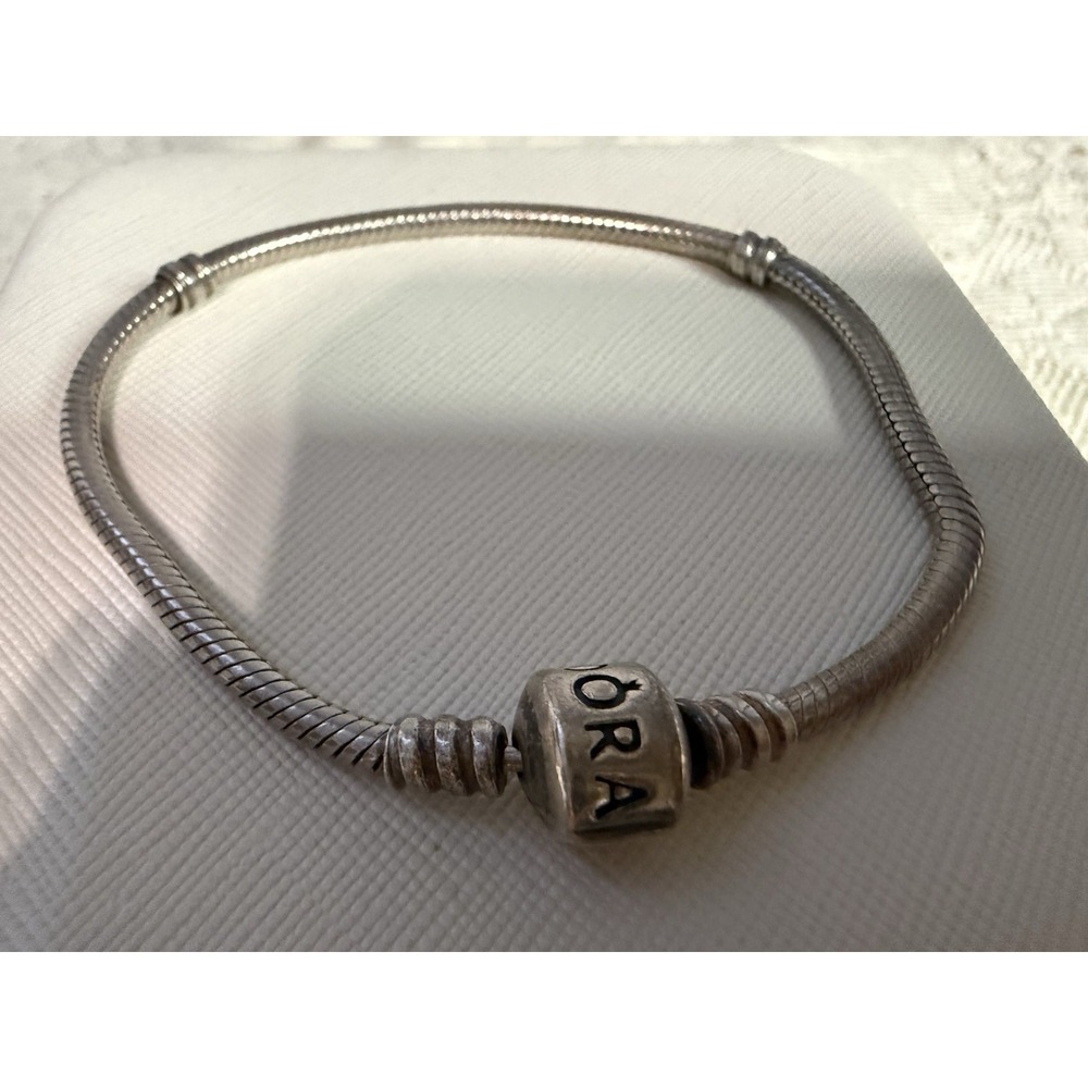 Authentic PANDORA Sterling Silver BRACELET Barrel Clasp ALE 7.5"